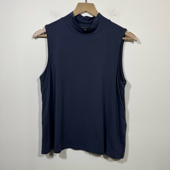 Eileen Fisher Fine Jersey Mock Neck Tank Blouse Top Womens Small Blue Minimalist - Picture 4 of 8